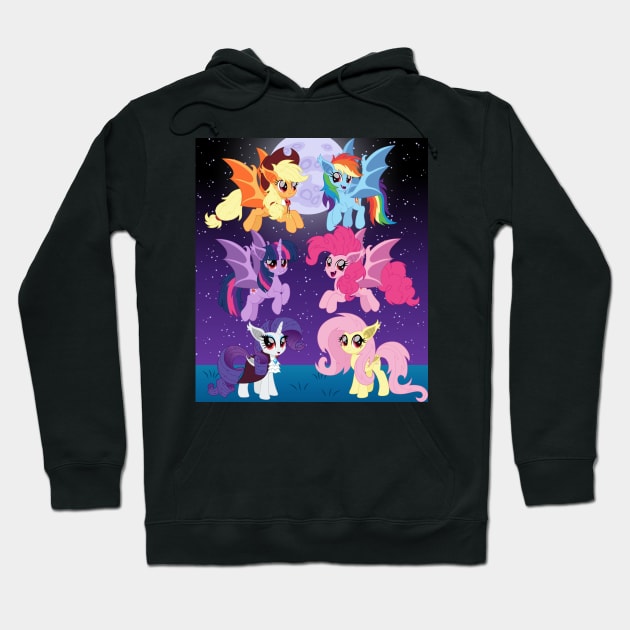 Mane 6 bat ponies scene Hoodie by CloudyGlow